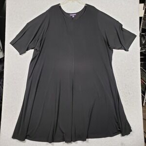 Roaman's Women Tunic Top 5X 38/40 Black Short Sleeve Knit Swing Stretch Plus Sz